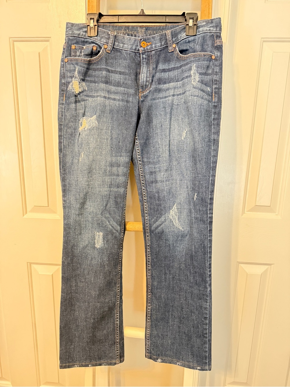 Simply Vera Vera Wang Distressed Boyfriend Jeans — Medium Blue Wash